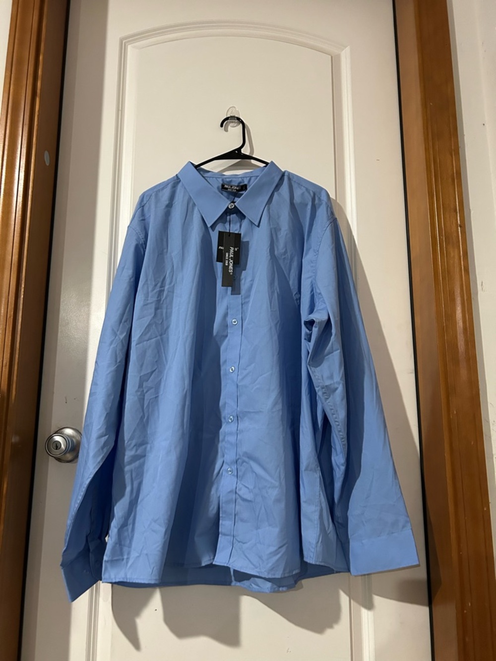 Men's Blue Long-Sleeve Dress Shirt, 4XL, Button Up